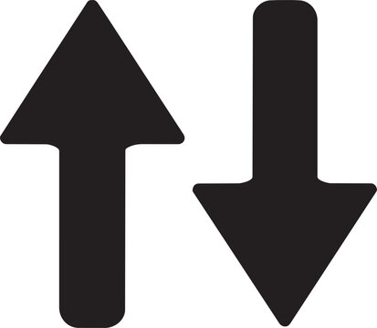 Black up and down arrows simple vector symbols for direction movement and comparison isolated on white background