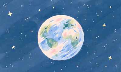 Fototapeta premium earth in space, watercolor style