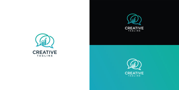 Modern and minimalist chat bubble logo design with creative text and gradient effect for branding and communication