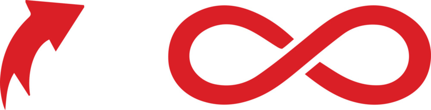 Red infinity symbol with arrow Vector