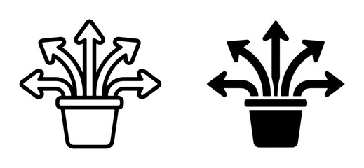 Growth Arrows Icon Set, Diversification Concept, Multiple Directions, Business Strategy, Decision Making, Vector Illustration © Aminul