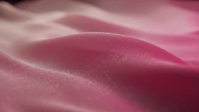 Close-up view of pink fabric with smooth texture and gentle folds