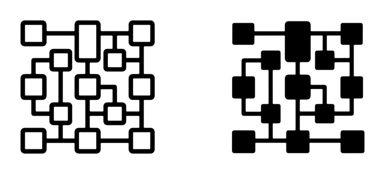 Abstract Network Connections, Data Flow Systems, Geometric Structure Icons, Digital Grid Patterns, Black and White Connectivity Concepts