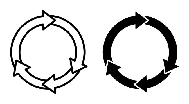 Circular Arrow Icons, Refresh and Repeat Symbols, Cycle and Loop Graphics, Vector Set for Process and Workflow