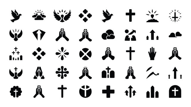 Vector icons depicting christian faith and spirituality symbols