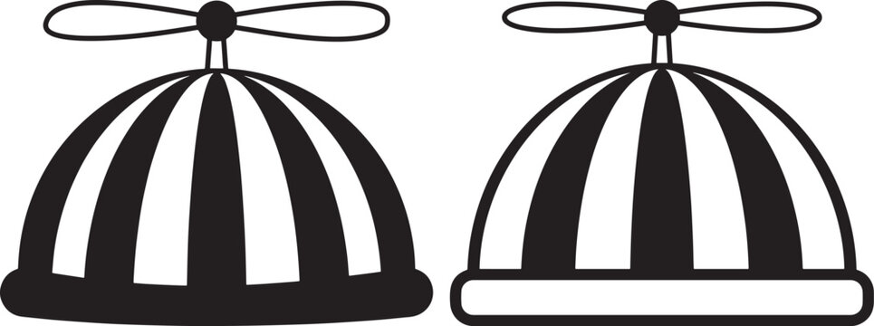 Two striped hats with propellers, black and white.