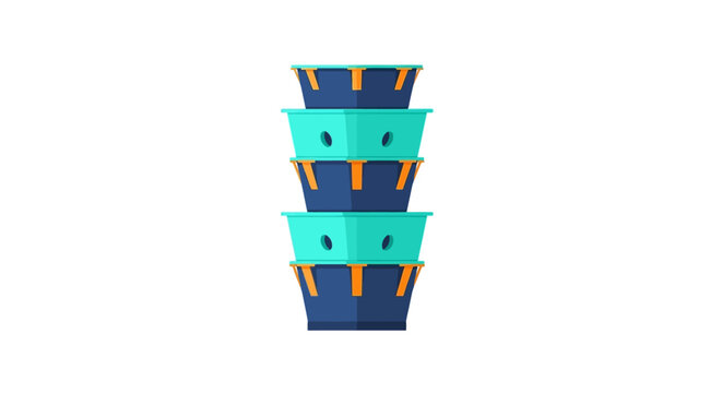 Stacked colorful plastic storage bins illustration graphic.