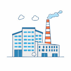 Naklejka premium Factory building with smokestack emitting smoke