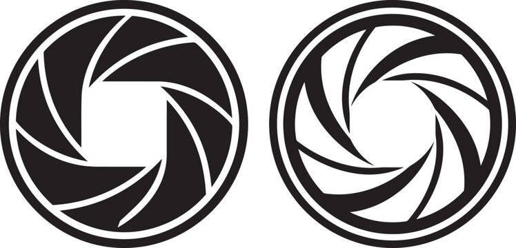 Camera aperture diaphragms showing different openings.