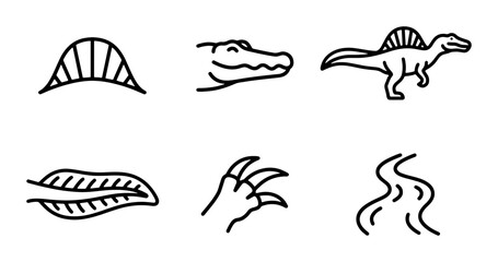 Dinosaur Icons Set, Prehistoric Animal Vector Graphics, Fossil Elements Collection © Abdullah