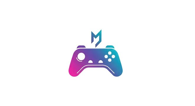 Stylized gaming controller icon with lightning bolt emblem