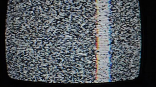 Retro television glitch overlay with digital pixel noise, analog static texture, distorted RGB color separation and corrupted signal effects for creative editing backgrounds.