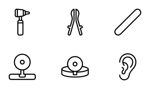Medical Otoscope & ENT Tools Vector Icons Set, Healthcare Diagnostic Equipment Icons