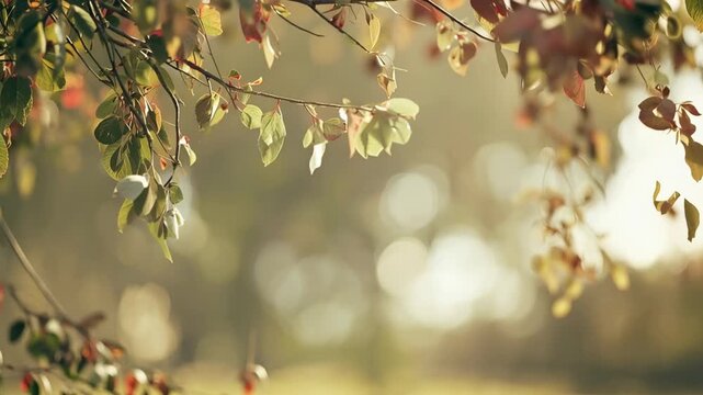 Bright summer sunlight highlighting the rich green chestnut tree leaves in a park. Spring leaves moving in the wind with sunlight shining in forest