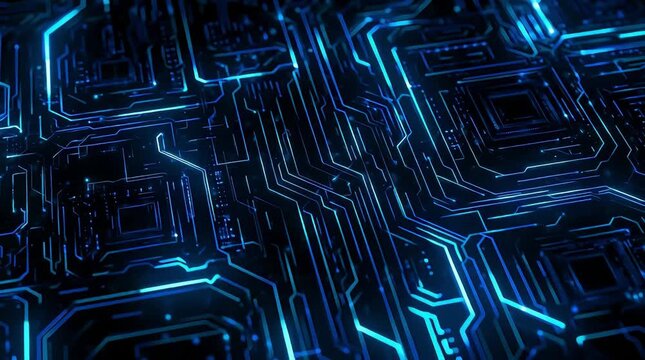 Glowing Blue Circuit Board Technology Background