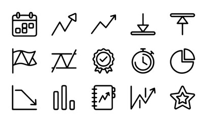 Fototapeta premium Business Growth Icons Set, Finance Analytics Symbols, Vector Data Charts, Strategy Planning Icons