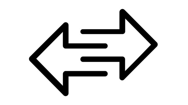 Icon of two opposing arrows pointing in opposite directions, symbolizing exchange, return, or reciprocal action in a clean, minimalist style