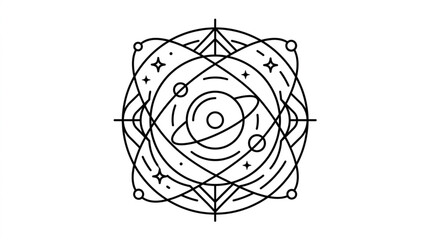 Abstract geometric celestial solar system design. © Adre