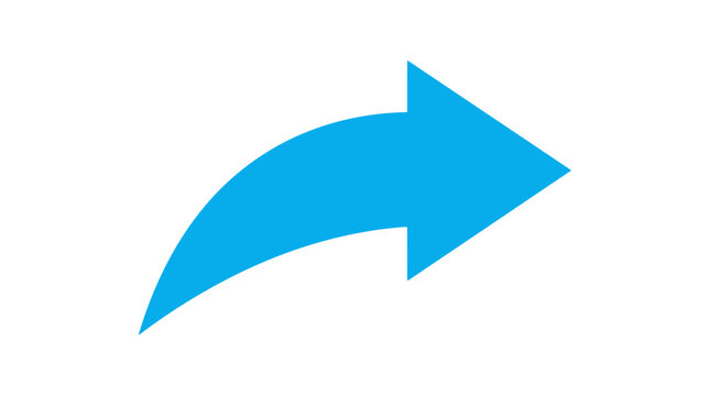 Vibrant Blue Curved Arrow Icon Indicating Share, Forward, or Redirection Action in Digital Interfaces and Web Design Projects