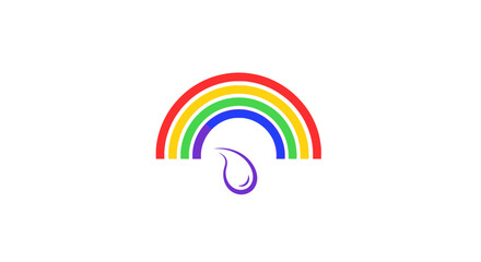 Obraz premium Rainbow with single water droplet symbol.