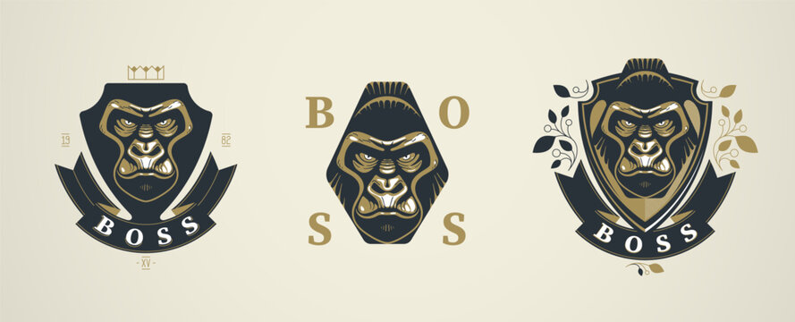 Powerful gorilla symbol representing leadership set, authority, and dominance, designed for strong brands, corporate identity, and premium business positioning.