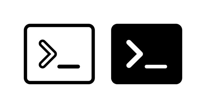 Command Line Interface Icons, Terminal Prompt Symbols, Computer Code Input Vector Graphics, Digital Technology and Programming Concept Art