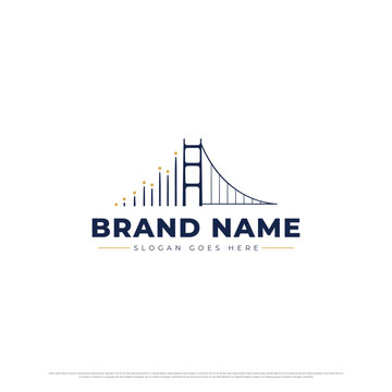 Bridge logo template with bar graph design