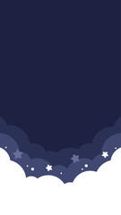Dark blue night sky with stars vertical background. Flat design illustration.