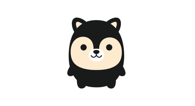 Cute cartoon black bear face.