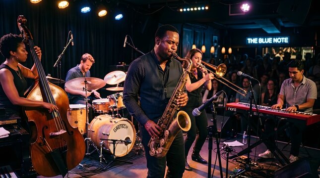 Musician Performance Jazz Night at the Blue Note Club