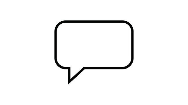 Comment bubble icon in black line art on white background
