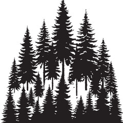 Obraz premium Black Forest trees Silhouette Vector, High Quality Illustration on White Background