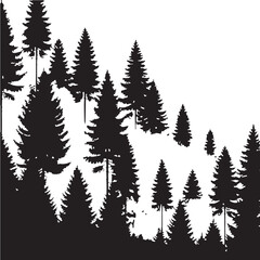 Fototapeta premium Black Forest trees Silhouette Vector, High Quality Illustration on White Background