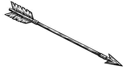 A vintage illustration of a feathered arrow, evoking a sense of history and traditional archery, rendered in a classic sketch style © Commander