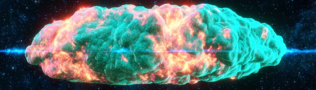 Colorful cosmic cloud floating in space.