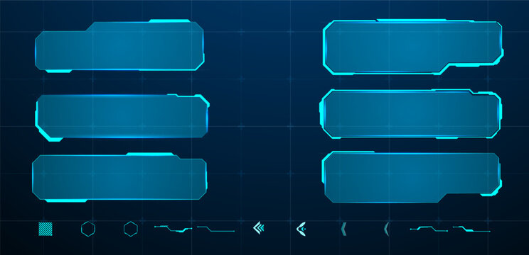 set futuristic text box element blue vector illustration