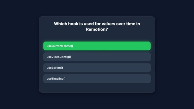Dynamic animated quiz interface with correct answer highlighted in green, showcasing interactive technology for education and learning, symbolizing knowledge acquisition and digital engagement.
