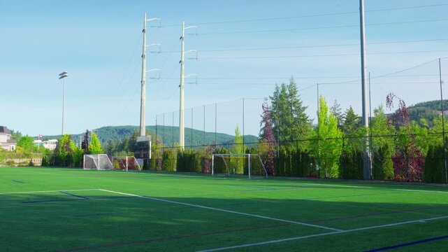 Victoria, BC, Canada &ndash; May 24, 2026: Goudy Field athletic turf stadium and neighborhood