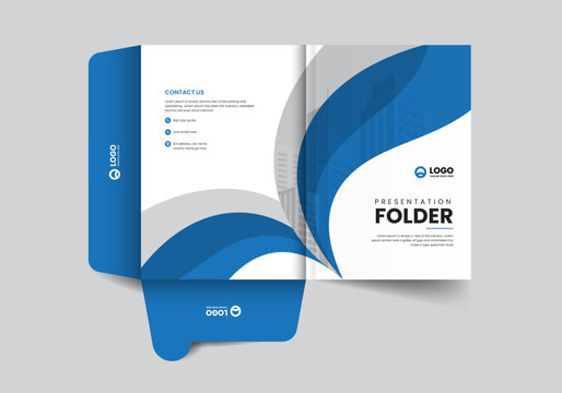 modern corporate company presentation folder layout design with geometric shapes
