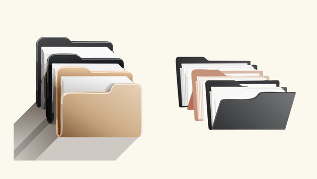 Organized folders and files representing data management and archiving