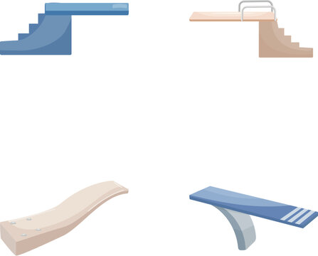 Different diving board designs used for various water sports and recreation activities