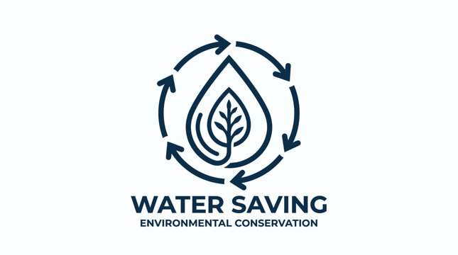 Eco symbol for water conservation and saving, environmental protection logo
