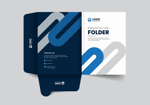 modern corporate company presentation folder layout design with geometric shapes