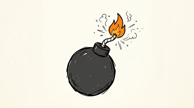 bomb with burning fuse