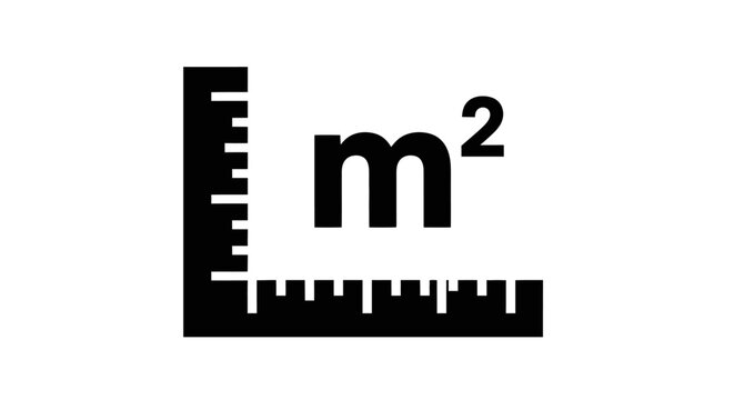Square meter ruler icon, meter square symbol, area measurement sign, vector graphic