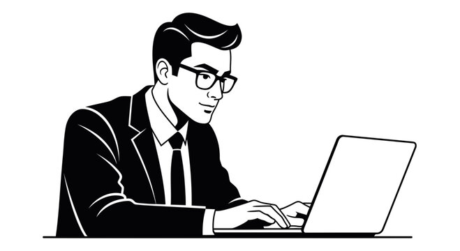 businessman working on laptop