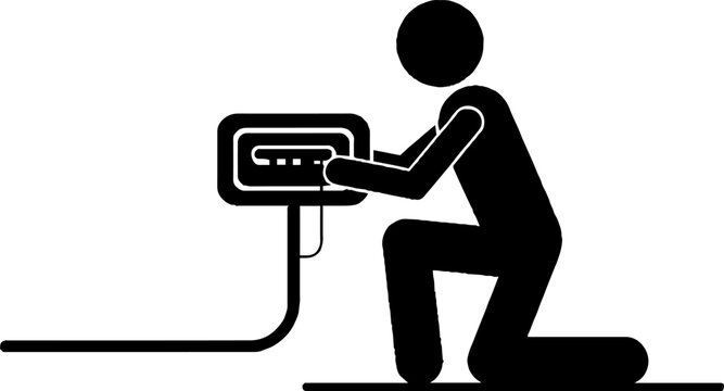 Technician installing an electrical wall outlet