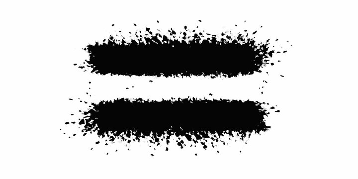 two black ink blots with splatters and explosive textures on a white background