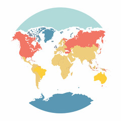 Fototapeta premium World Map with Continents Color-Coded