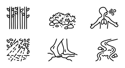 Fototapeta premium Nature Elements Icons, Organic Resources Set, Environmental Concepts Vector Graphics